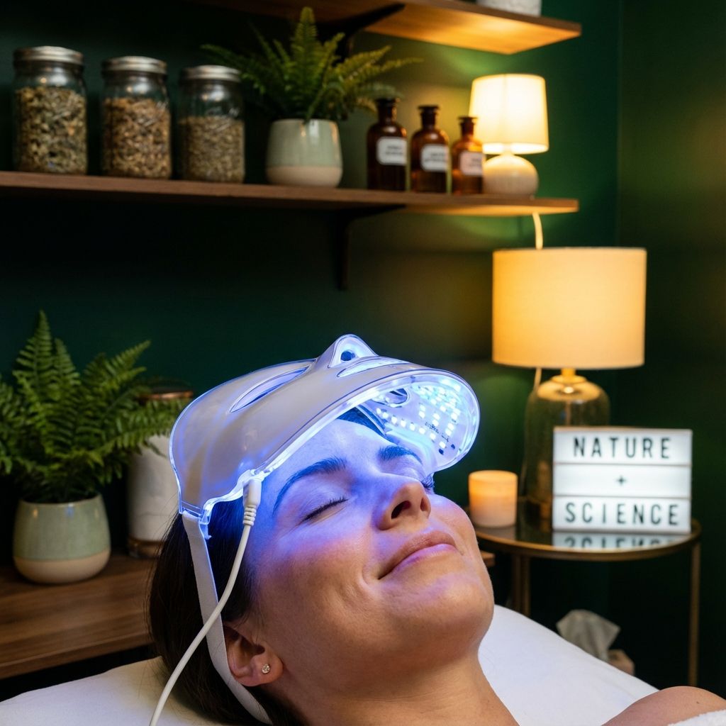 Professional acne treatment with LED light therapy